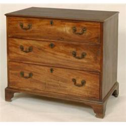 A 19th Century Mahogany Chest, of three graduated long drawers, on bracket feet, 90 cm See illust...