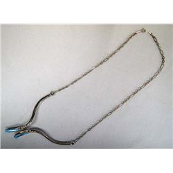 Zuni Sterling Silver Inlay Opal Necklace