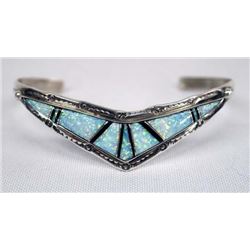 Zuni Sterling Silver Opal Cuff Bracelet, H Addikie