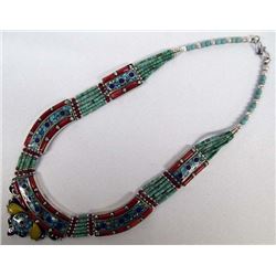 Tribal Turquoise Coral Necklace