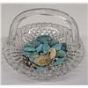 Image 1 : Crystal Glass Basket with Natural Turquoise Beads