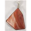 Image 1 : Navajo Sterling Silver Red Shell Pendant Necklace