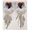 Image 1 : Quoc Turquoise Co. Sterling Inlay Heart Earrings