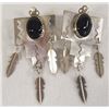 Image 1 : Navajo Sterling Silver Onyx Clip-On Earrings