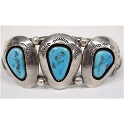 Navajo Silver Turquoise Bracelet by Teddy Goodluck