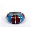 Image 1 : Zuni Sterling Silver Channel Inlay Ring - Y Yazzie