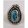 Image 1 : 1950 Navajo Silver Kingman Turquoise Ring, Size 4