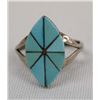 Image 1 : Zuni Sterling Turquoise Inlay Ring, Size 7.5