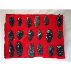 Collection of Obsidian Arrowheads, Tools, Stunners