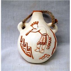 1992 Jemez Carved Pottery Canteen by I. Pecos