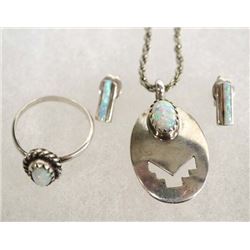 Navajo Sterling Silver & Opal Jewelry Set