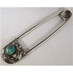 Navajo Sterling Turquoise Blanket Pin