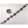 Image 1 : Zuni Silver Coral Turquoise Bracelet and Pin