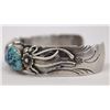 Image 2 : Navajo Silver Turquoise Bracelet by Rose Castillo