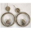 Image 2 : Large Sterling Silver Onyx Hoop Earrings