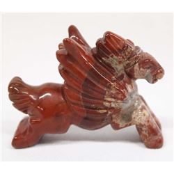 Red Ocean Jasper Pegasus Horse Carving