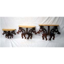 3 Metal and Wood Kokopelli Shelves