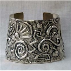 Large Silver Plate Cuff Bracelet