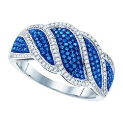 Genuine 10K White Gold Jewelry 0.50 ctw White Diamond & Blue Diamond Ladies Ring - SKU#JSC84153