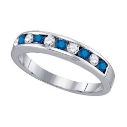 Genuine 10K White Gold Jewelry 0.53 ctw White Diamond & Blue Diamond Ladies Ring - SKU#JSC80963