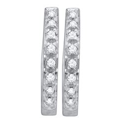 Genuine 10K White Gold Jewelry 0.12 ctw Diamond Hoop Earrings - SKU#JSC16319