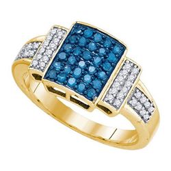 Genuine 10K Yellow Gold Jewelry 0.50 ctw White Diamond & Blue Diamond Ladies Ring - SKU#JSC72951