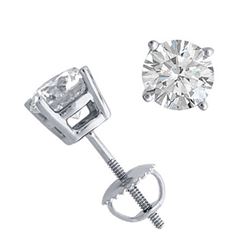Genuine 14K White Gold Jewelry 1.50 ctw Natural Diamond Stud Earrings - SKU#H280J8-WJA1251