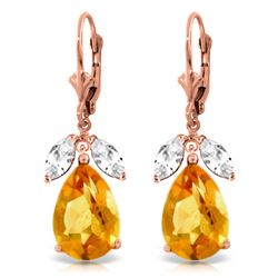 Genuine 14KT Rose Gold 13 ctw Citrine & White Topaz Earrings - SKU#-JGG92529