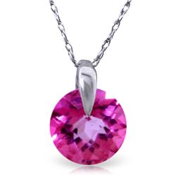 Genuine 14KT White Gold 1 ctw Pink Topaz Necklace - SKU#-JGG82653