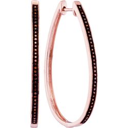 Genuine 10K Rose Gold Jewelry 0.25 ctw Cognac Diamond Hoop Earrings - SKU#JSC97607