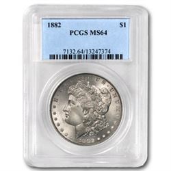 One 1882 Morgan Dollar MS-64 PCGS