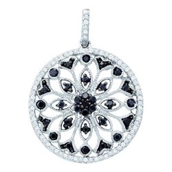 Genuine 10K White Gold Jewelry 0.48 ctw White Diamond & Black Diamond Pendant - SKU#JSC57447
