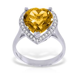 Genuine 14KT White Gold 3.24 ctw Citrine & Diamond Ring - SKU#-JGG74881