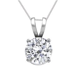 Genuine 14K White Gold Jewelry 1.0 ct Natural Diamond Solitaire Necklace - SKU#X230M3-WJA1091