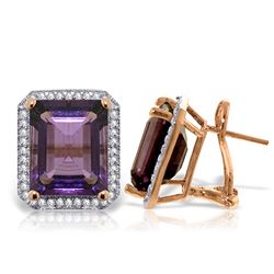 Genuine 14KT Rose Gold 11.6 ctw Amethyst & Diamond Earrings - SKU#-JGG74976