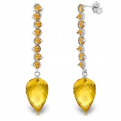 Genuine 14KT White Gold 22.1 ctw Citrine Earrings - SKU#-JGG65073