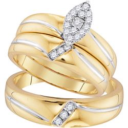 Genuine 10K Yellow Gold Jewelry 0.25 ctw Diamond Trio Ring Set - SKU#JSC96733