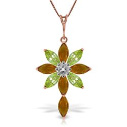 Genuine 14KT Rose Gold 2.0 ctw Citrine, Peridot & Diamond Necklace - SKU#-JGG62285