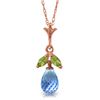 Image 1 : Genuine 14KT Rose Gold 1.7 ctw Blue Topaz & Peridot Necklace - SKU#-JGG92275