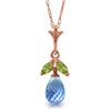 Image 1 : Genuine 14KT Rose Gold 1.7 ctw Blue Topaz & Peridot Necklace - SKU#-JGG92275