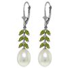 Image 1 : Genuine 14KT White Gold 9.2 ctw Pearl & Peridot Earrings - SKU#-JGG84473