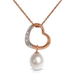 Genuine 14KT Rose Gold 4.03 ctw Pearl & Diamond Necklace - SKU#-JGG65415