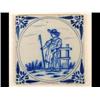 A Set of Six Early 19th Century Tiles, decorated figures in underglaze blue, 15 cm (6)  See illus...