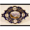 Image 1 : A Coalport Dessert Plate, of shaped oval form, painted Loch Earn, on a blue and gilt ground, insc...