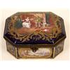 Image 1 : A Sevres Style Box, the top decorated a sportsman in an interior, within a gilt border on a blue...