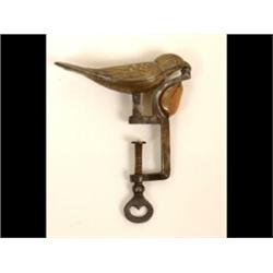 A Victorian Brass Hemming Bird, the bird mounted above the needle cushion, impressed PATTENTED 18...