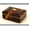 Image 1 : A Small Victorian Tortoiseshell Box, the hinged lid inset a mirror, on four ivory bun feet, 8 cm...