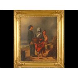 French School, late 19th century, fisher folk on a beach, oil on canvas, 53 x 43.5 cm  See illust...