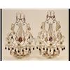 Image 1 : A Pair of Silvered Candelabra, of scroll and lyre form, having cut glass and amethyst drops, 46 c...