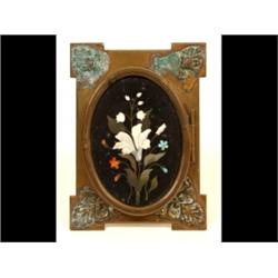 An Oval Pietra Dura Plaque, inlaid flowers, 7.5 x 5 cm, and two small plaques (3)  See illustrati...